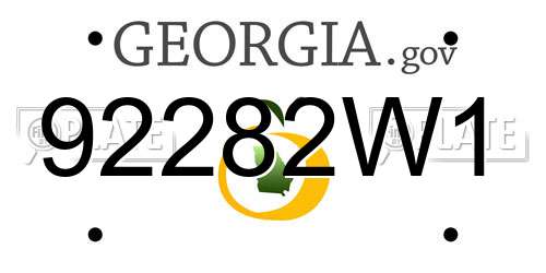 92282W1 Georgia License Plate