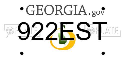 922EST Georgia License Plate