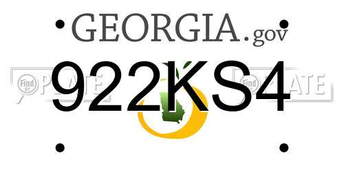 922KS4 Georgia License Plate