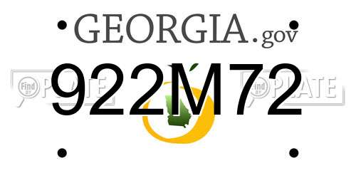 922M72 Georgia License Plate