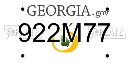 922M77 Georgia License Plate