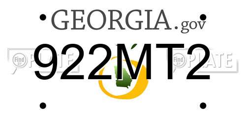 922MT2 Georgia License Plate