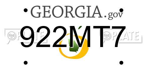 922MT7 Georgia License Plate