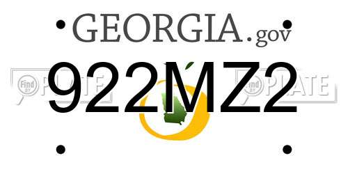 922MZ2 Georgia License Plate