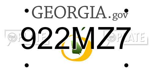 922MZ7 Georgia License Plate