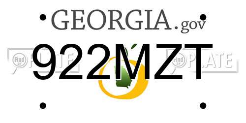 922MZT Georgia License Plate