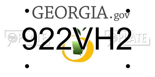 922VH2 Georgia License Plate