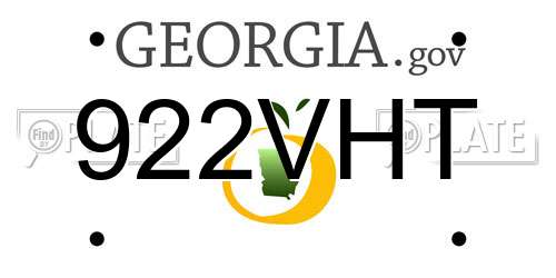 922VHT Georgia License Plate