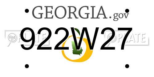 922W27 Georgia License Plate