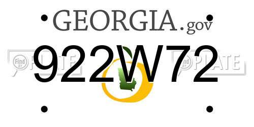 922W72 Georgia License Plate