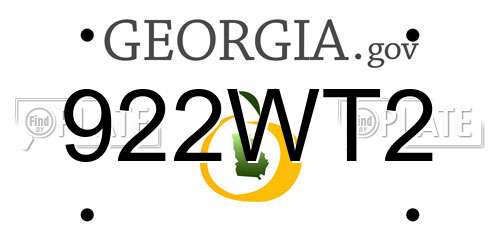 922WT2 Georgia License Plate