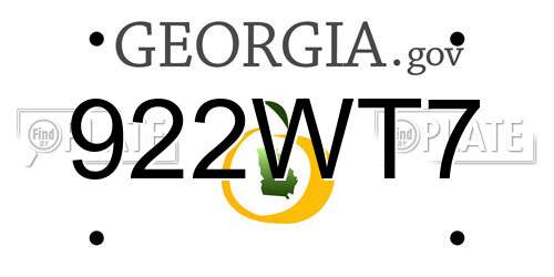 922WT7 Georgia License Plate