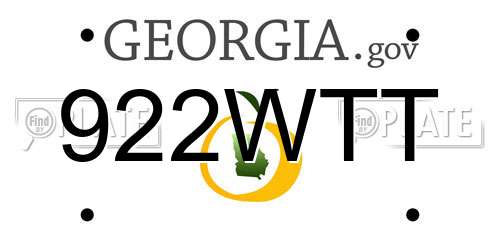 922WTT Georgia License Plate