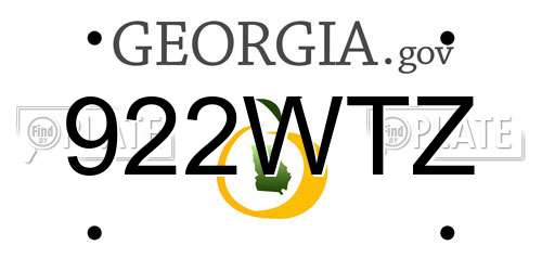 922WTZ Georgia License Plate