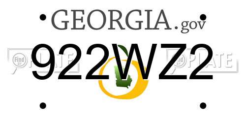 922WZ2 Georgia License Plate