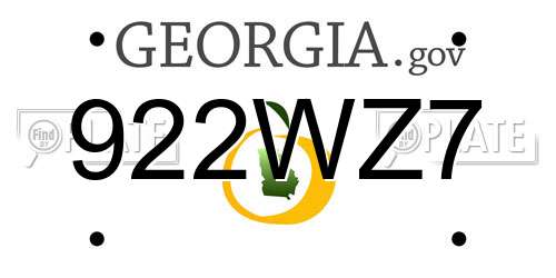 922WZ7 Georgia License Plate