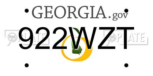 922WZT Georgia License Plate