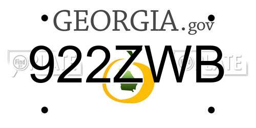 922ZWB Georgia License Plate