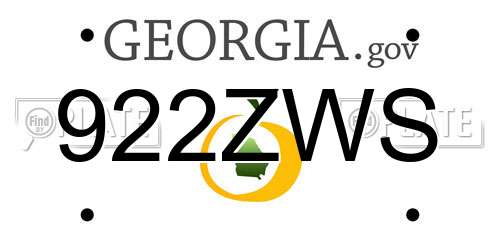 922ZWS Georgia License Plate