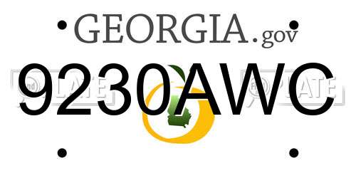 9230AWC Georgia License Plate