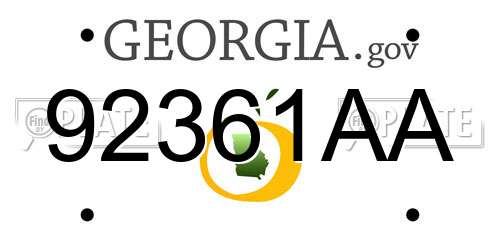 92361AA Georgia License Plate