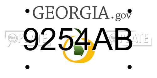 9254AB Georgia License Plate