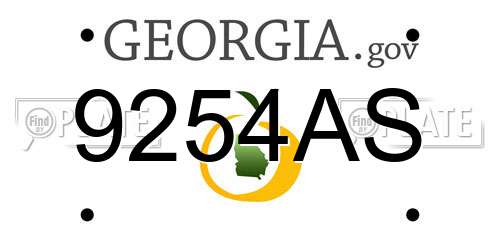 9254AS Georgia License Plate