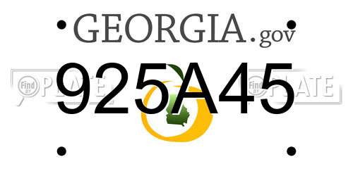 925A45 Georgia License Plate