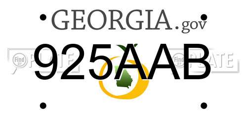 925AAB Georgia License Plate