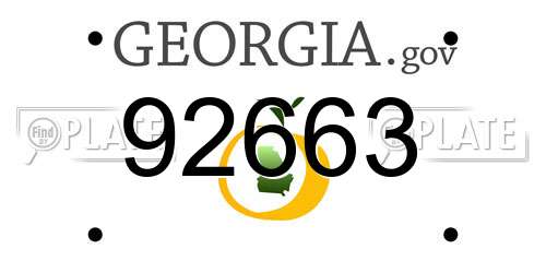 92663 Georgia License Plate