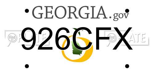 926CFX Georgia License Plate