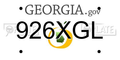 926XGL Georgia License Plate