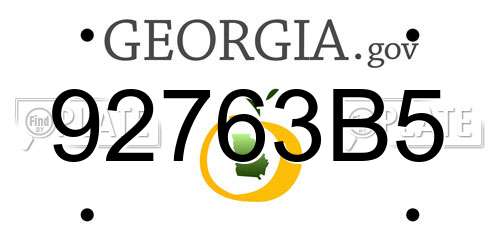 92763B5 Georgia License Plate