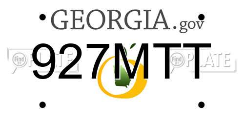 927MTT Georgia License Plate