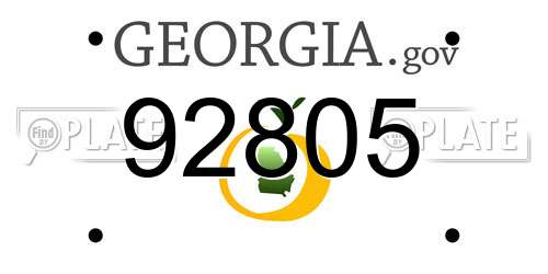 92805 Georgia License Plate
