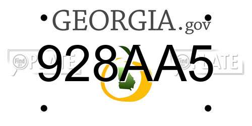 928AA5 Georgia License Plate