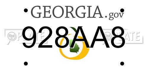 928AA8 Georgia License Plate