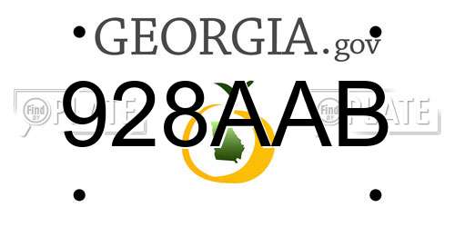 928AAB Georgia License Plate