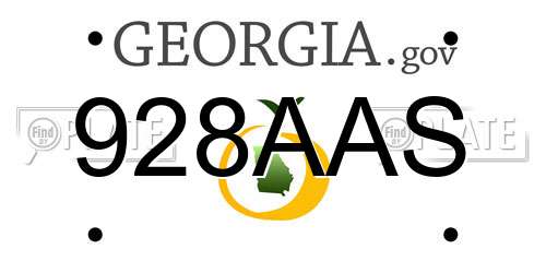 928AAS Georgia License Plate