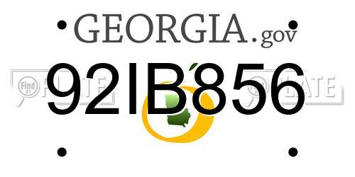 92IB856 Georgia License Plate