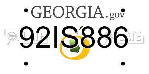 92IS886 Georgia License Plate