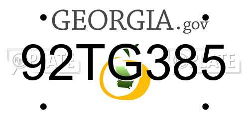 92TG385 Georgia License Plate