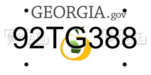 92TG388 Georgia License Plate