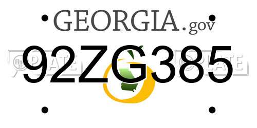 92ZG385 Georgia License Plate
