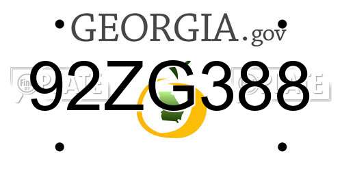 92ZG388 Georgia License Plate