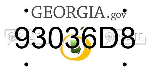 93036D8 Georgia License Plate
