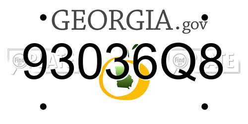 93036Q8 Georgia License Plate