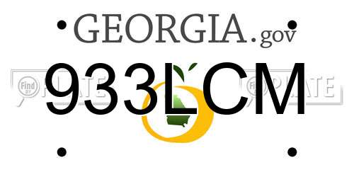 933LCM Georgia License Plate