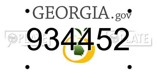 934452 Georgia License Plate