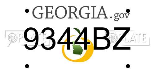 9344BZ Georgia License Plate